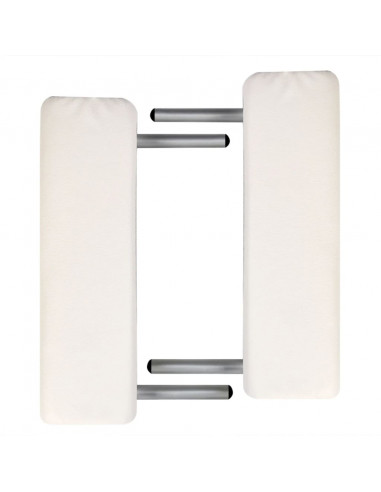 Lettino da Massaggio Bianco Crema 2 Zone Telaio in Alluminio