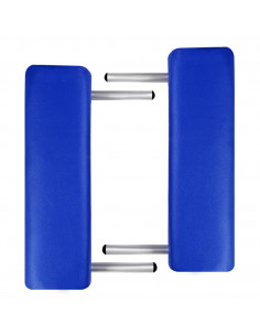 Lettino Pieghevole da Massaggio Blu 2 Zone con Telaio Legno 2
