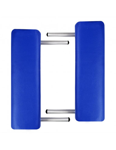 Lettino Pieghevole da Massaggio Blu 2 Zone con Telaio Legno