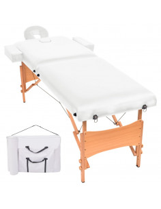 Lettino da Massaggio Pieghevole 2 Zone Spessore 10 cm Bianco