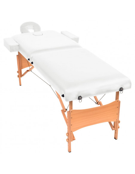 Lettino da Massaggio Pieghevole 2 Zone Spessore 10 cm Bianco