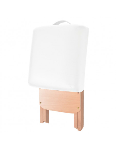 Set Lettino Massaggio Pieghevole 2 Zone 10 cm e Sgabello Bianco