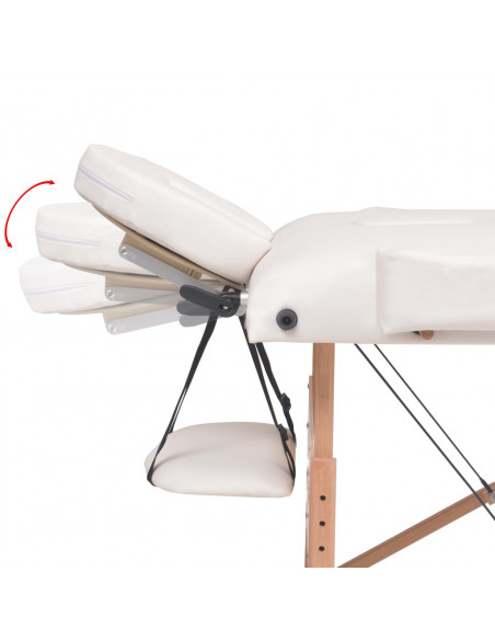 Set Lettino Massaggio Pieghevole 2 Zone 10 cm e Sgabello Bianco
