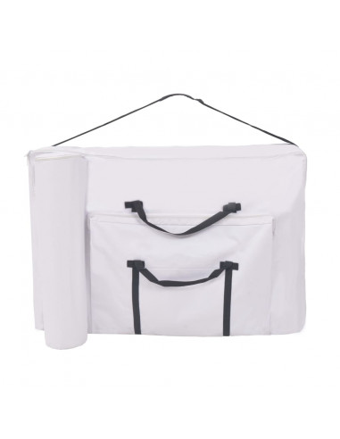 Set Lettino Massaggio Pieghevole 2 Zone 10 cm e Sgabello Bianco