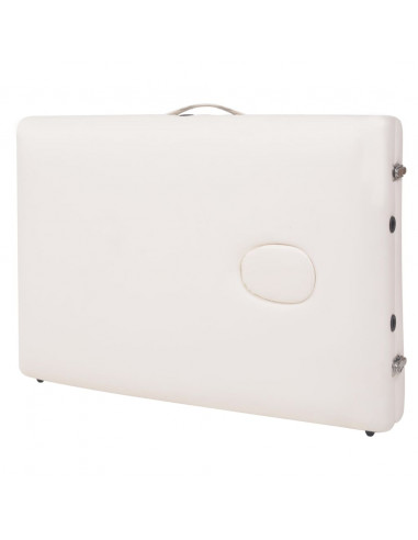 Set Lettino Massaggio Pieghevole 2 Zone 10 cm e Sgabello Bianco