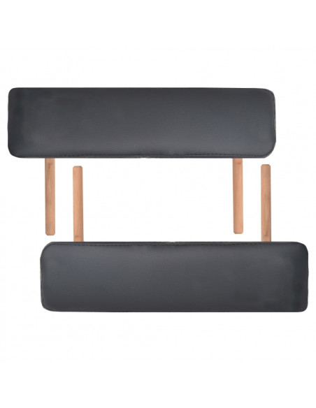 Set Lettino Massaggio Pieghevole 2 Zone 10 cm e Sgabello Nero