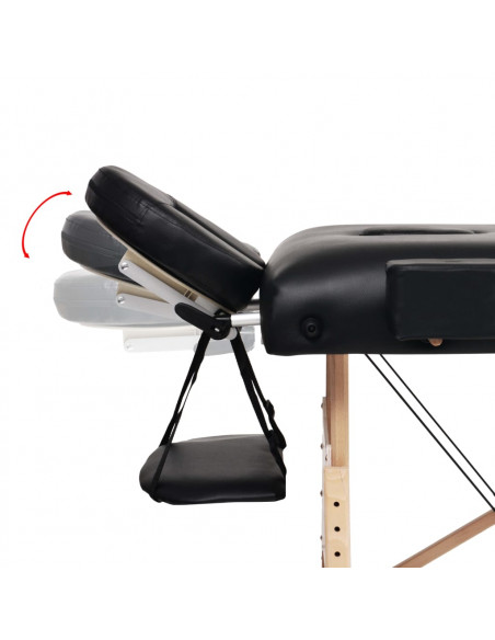 Set Lettino Massaggio Pieghevole 2 Zone 10 cm e Sgabello Nero