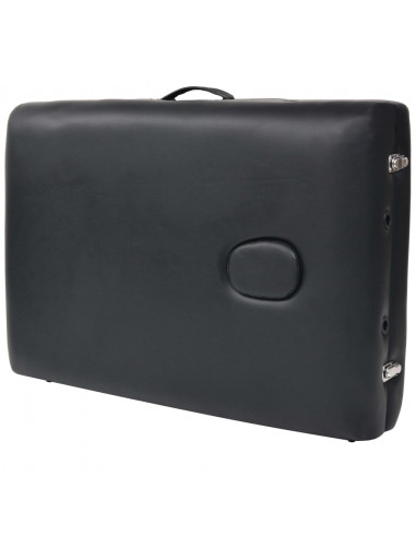 Set Lettino Massaggio Pieghevole 2 Zone 10 cm e Sgabello Nero