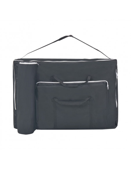 Set Lettino Massaggio Pieghevole 2 Zone 10 cm e Sgabello Nero