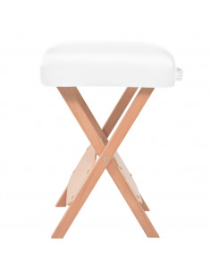 Set Lettino Massaggio Pieghevole 3 Zone 10 cm e Sgabello Bianco