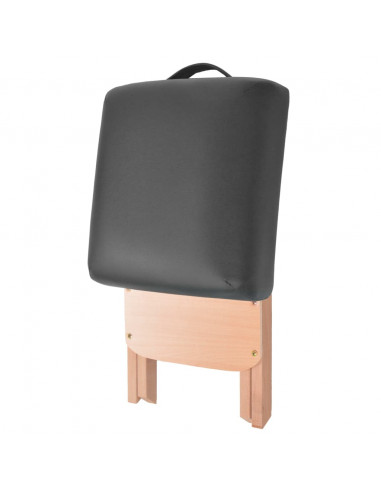 Set Lettino Massaggio Pieghevole 3 Zone 10 cm e Sgabello Nero