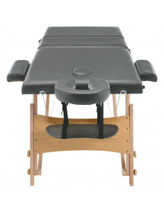 Lettino da Massaggio 3 Zone Telaio in Legno Antracite 186x68cm