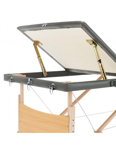 Lettino da Massaggio 3 Zone Telaio in Legno Antracite 186x68cm