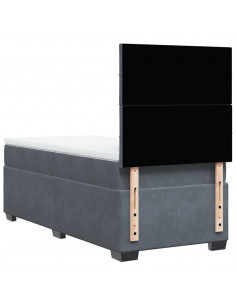 Giroletto a Molle con Materasso Grigio Scuro 90x200 cm Velluto