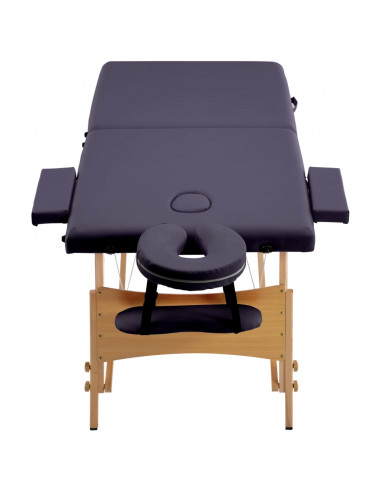 Lettino da Massaggio Pieghevole a 2 Sezioni in Legno Viola