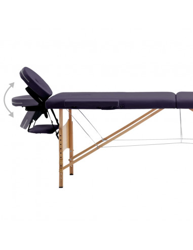 Lettino da Massaggio Pieghevole a 2 Sezioni in Legno Viola