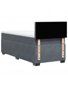 Giroletto a Molle con Materasso Grigio Scuro 90x200 cm Velluto