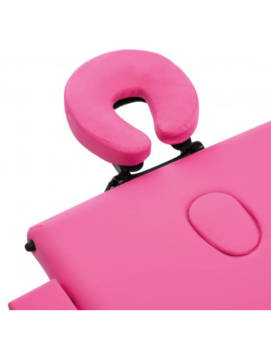 Lettino da Massaggio a 3 Sezioni in Legno Rosa