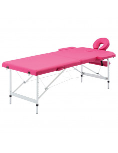 Lettino da Massaggio a 2 Sezioni in Alluminio Rosa