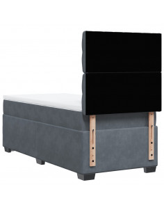 Giroletto a Molle con Materasso Grigio Scuro 90x200 cm Velluto