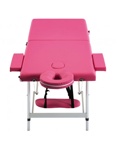 Lettino da Massaggio a 2 Sezioni in Alluminio Rosa