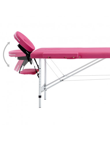 Lettino da Massaggio a 2 Sezioni in Alluminio Rosa