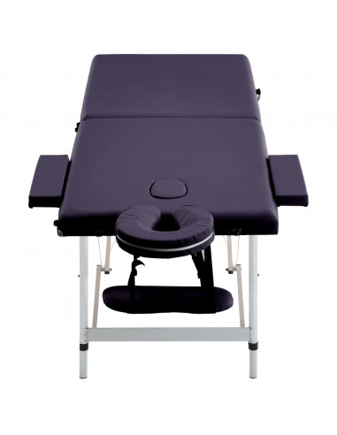 Lettino da Massaggio a 2 Sezioni in Alluminio Viola