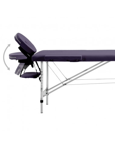 Lettino da Massaggio a 2 Sezioni in Alluminio Viola