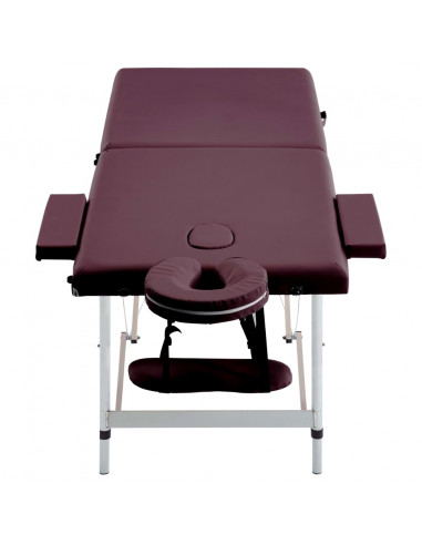Lettino da Massaggio a 2 Sezioni in Alluminio Viola Vino