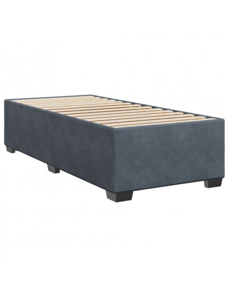 Giroletto a Molle con Materasso Grigio Scuro 90x200 cm Velluto