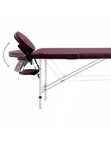 Lettino da Massaggio a 2 Sezioni in Alluminio Viola Vino