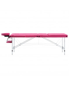 Lettino da Massaggio a 3 Sezioni in Alluminio Rosa 2
