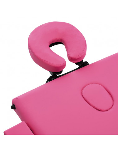 Lettino da Massaggio a 3 Sezioni in Alluminio Rosa