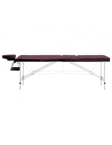 Lettino da Massaggio a 3 Sezioni in Alluminio Viola Vino