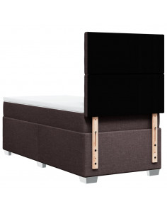 Giroletto a Molle con Materasso Marrone Scuro 100x200cm Tessuto