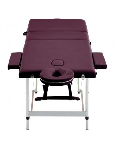 Lettino da Massaggio a 3 Sezioni in Alluminio Viola Vino