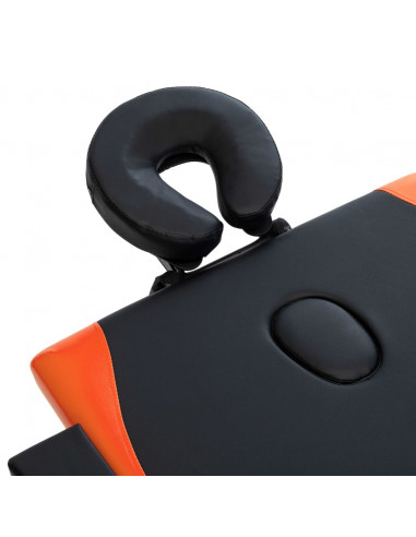 Lettino Massaggio Pieghevole a 2 Sezioni Legno Nero e Arancione