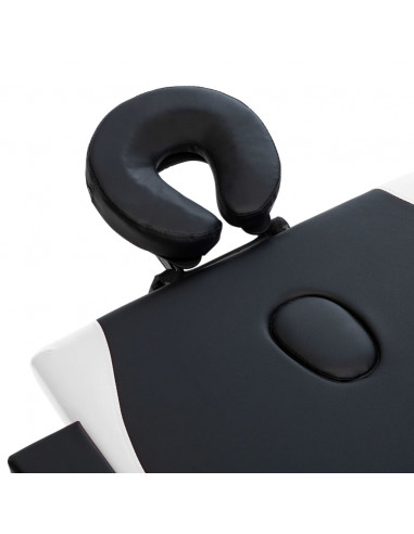 Lettino Massaggio Pieghevole a 2 Sezioni Legno Nero e Bianco