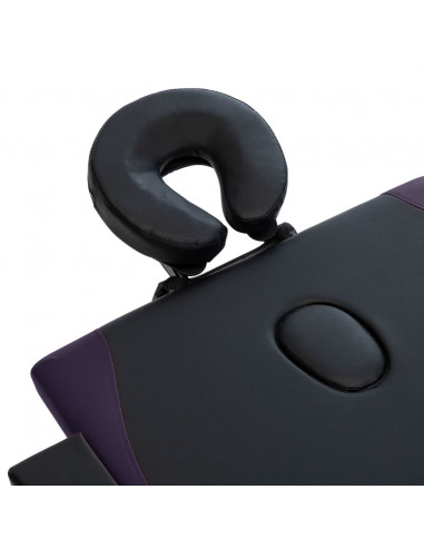 Lettino da Massaggio Pieghevole a 2 Sezioni in Legno Nero