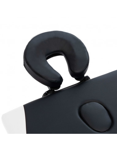 Lettino Massaggio Pieghevole 2 Zone in Alluminio Nero e Bianco