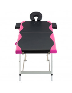 Lettino Massaggio Pieghevole 2 Zone in Alluminio Nero e Rosa 2