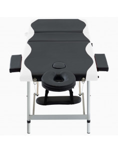 Lettino Massaggio Pieghevole 3 Zone in Alluminio Nero e Bianco 2