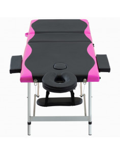 Lettino Massaggio Pieghevole 3 Zone in Alluminio Nero e Rosa 2