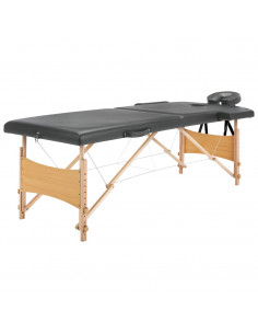 Lettino da Massaggio 2 Zone Telaio in Legno Antracite 186x68cm