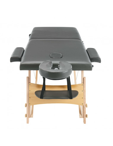 Lettino da Massaggio 2 Zone Telaio in Legno Antracite 186x68cm