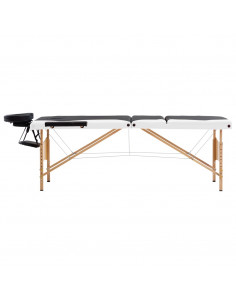 Lettino Massaggio Pieghevole a 3 Sezioni Legno Nero e Bianco 2