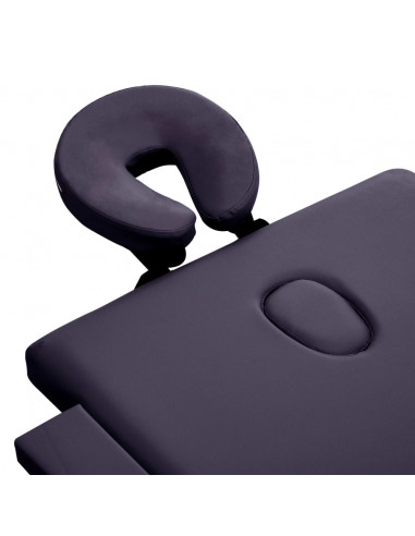 Lettino da Massaggio Pieghevole a 3 Sezioni in Legno Viola