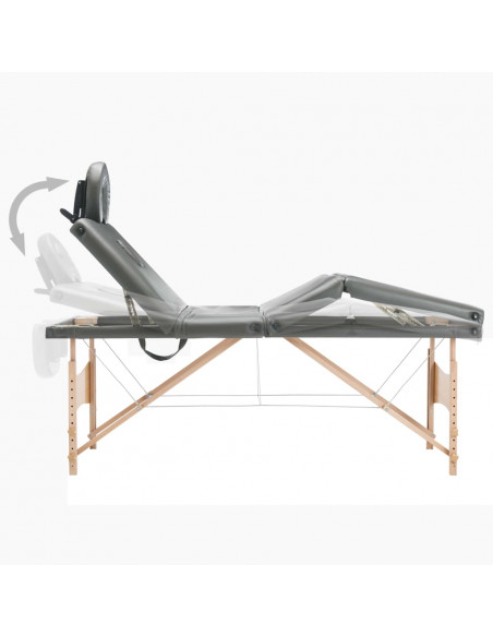 Lettino da Massaggio 4 Zone Telaio in Legno Antracite 186x68cm