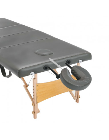 Lettino da Massaggio 4 Zone Telaio in Legno Antracite 186x68cm