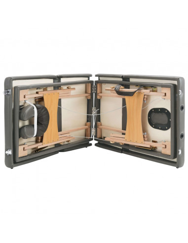 Lettino da Massaggio 4 Zone Telaio in Legno Antracite 186x68cm
